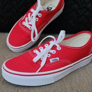 VANS WOMEN'S MEN'S UNISEX RED ORIGINAL AUTHENTIC LOW TOP LACE UP SNEAKERS